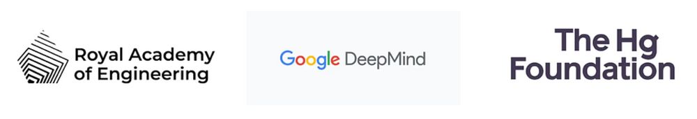 Logos of the Royal Academy of Engineering, Google DeepMind and the Hg Foundation.